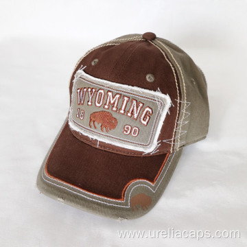 Washed golf cap applique patch